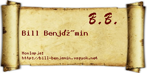 Bill Benjámin névjegykártya